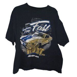 Men's Mechanic Car Snap-On "Too Fast For Rust" Graphic T-Shirt Black Size XL